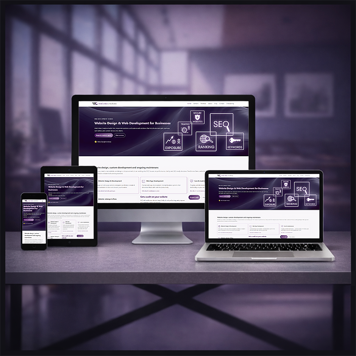Responsive website designs on various display devices